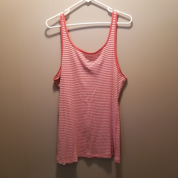 White & Coral Stripe Tank - Picture 2 of 3